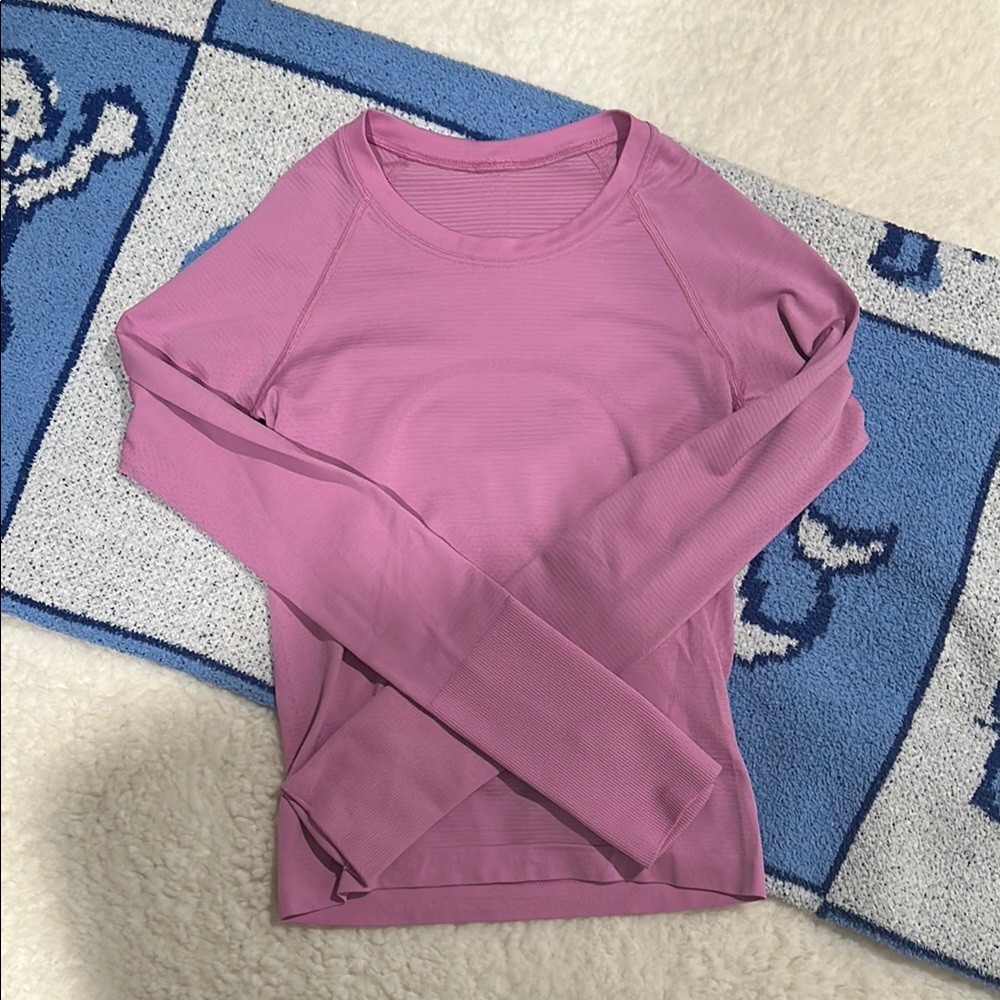 Lululemon Light Pink Long Sleeve Race Length Swiftly Tech